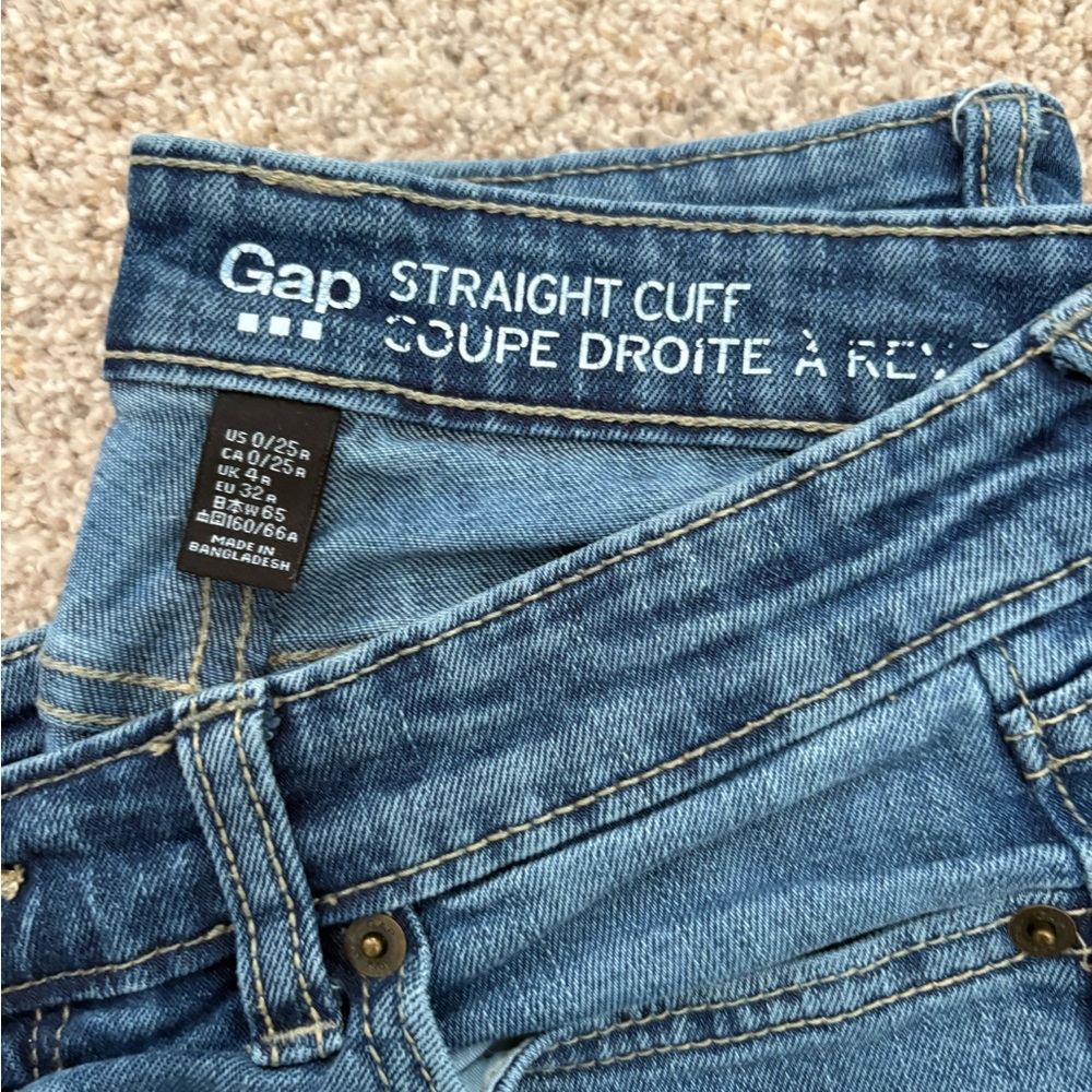 Gap Mid Rise Straight Cuff Jeans Women’s Size 0/25 Ankle Length Medium Indigo - Picture 2 of 7